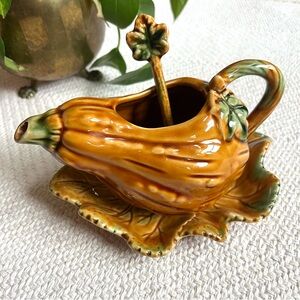 Vintage Gourd Gravy Pitcher Set